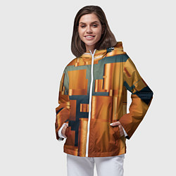Ветровка с капюшоном женская Золотые геометрические слитки, цвет: 3D-белый — фото 2