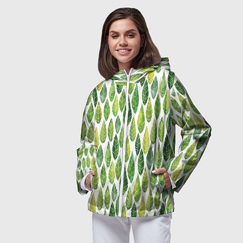 Женская ветровка Акварельные листья / 3D-Белый – фото 3