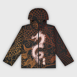 Ветровка с капюшоном женская Японский неоновый дракон, цвет: 3D-черный