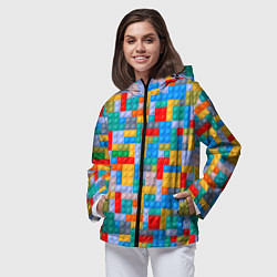 Ветровка с капюшоном женская Детский конструктор - текстура, цвет: 3D-черный — фото 2