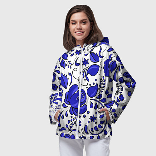 Женская ветровка Гжель / 3D-Белый – фото 3