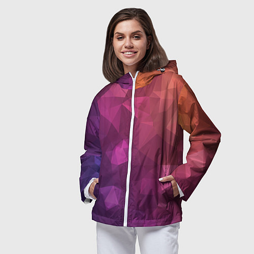 Женская ветровка Разноцветные полигоны / 3D-Белый – фото 3