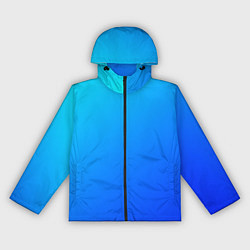 Ветровка с капюшоном женская Голубо-бирюзовый градиент, цвет: 3D-черный