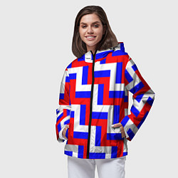 Ветровка с капюшоном женская Плетение триколор, цвет: 3D-черный — фото 2