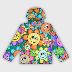 Ветровка с капюшоном женская Ромашки - смайлы, цвет: 3D-белый