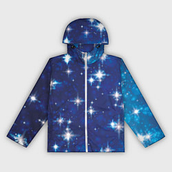 Ветровка с капюшоном женская Сияющие и блестящие звезды в ночном небе, цвет: 3D-белый