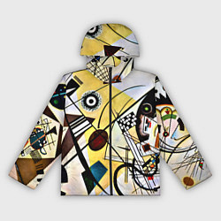 Ветровка с капюшоном женская Поперечная линия - Василий Кандинский, цвет: 3D-черный