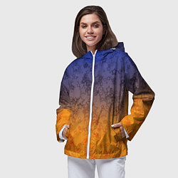 Ветровка с капюшоном женская Желто-синий звездный узор, цвет: 3D-белый — фото 2