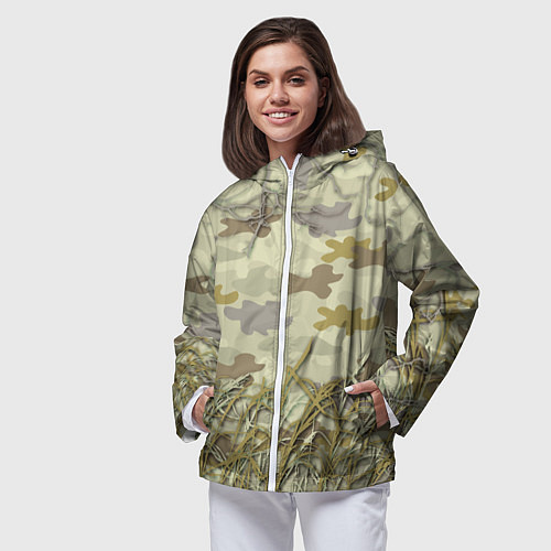 Женская ветровка Камуфляж охотника / 3D-Белый – фото 3
