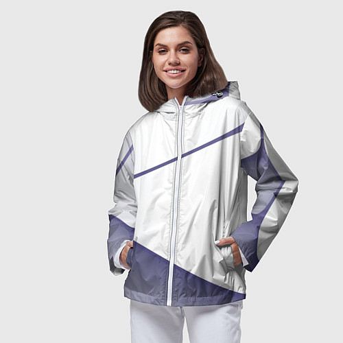 Женская ветровка Абстрактный белый и фиолетовый паттерн / 3D-Белый – фото 3