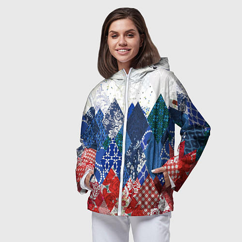 Женская ветровка Флаг России в стиле пэчворк / 3D-Белый – фото 3