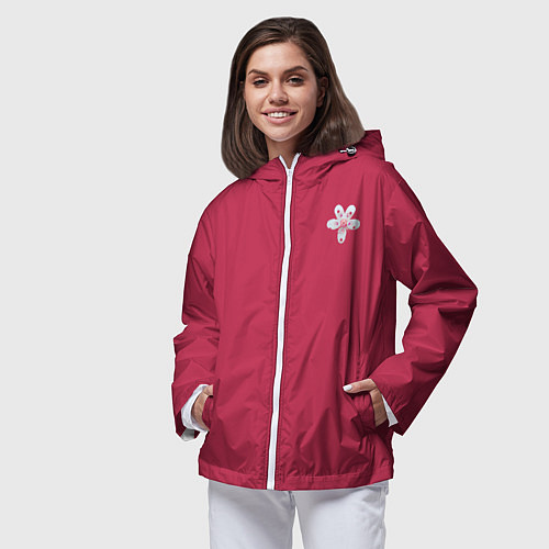 Женская ветровка Белый цветок на Вива Маджента / 3D-Белый – фото 3