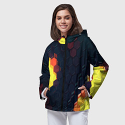 Ветровка с капюшоном женская Оранжевый питон, цвет: 3D-черный — фото 2