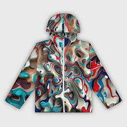 Ветровка с капюшоном женская Волны - краски, цвет: 3D-белый