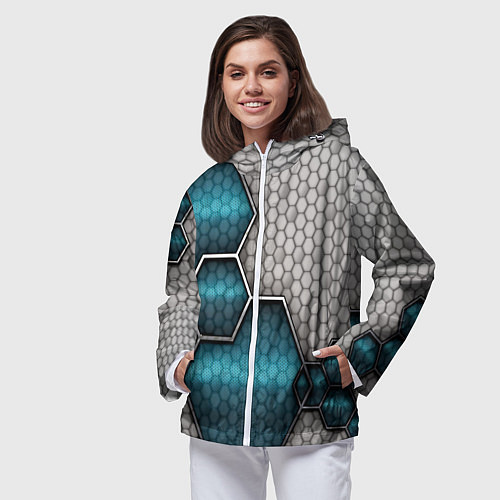 Женская ветровка Cyber texture abstraction / 3D-Белый – фото 3