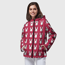 Ветровка с капюшоном женская Bunny Pattern red, цвет: 3D-черный — фото 2