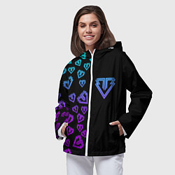 Ветровка с капюшоном женская Big bang half neon pattern, цвет: 3D-белый — фото 2