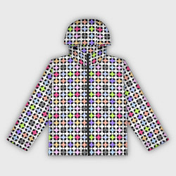 Ветровка с капюшоном женская Разноцветный геометрический рисунок, цвет: 3D-черный