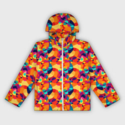Ветровка с капюшоном женская Абстрактный узор из разноцветных окружностей, цвет: 3D-белый