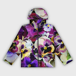Ветровка с капюшоном женская Красивые анютины глазки, цвет: 3D-черный