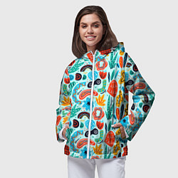 Ветровка с капюшоном женская Colorful patterns, цвет: 3D-белый — фото 2