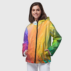 Ветровка с капюшоном женская Оранжевое настроение красочная абстракция, цвет: 3D-черный — фото 2
