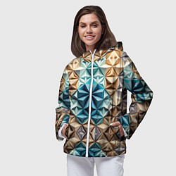 Ветровка с капюшоном женская Бумажный футуризм, цвет: 3D-белый — фото 2