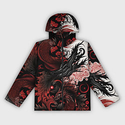 Ветровка с капюшоном женская Красный Irezumi узор, цвет: 3D-черный
