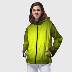 Ветровка с капюшоном женская Кислотный желтый с градиентом, цвет: 3D-черный — фото 2