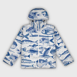 Ветровка с капюшоном женская Морские рыбы, цвет: 3D-белый
