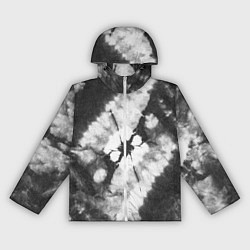 Ветровка с капюшоном женская Черно-белый тай-дай, цвет: 3D-белый