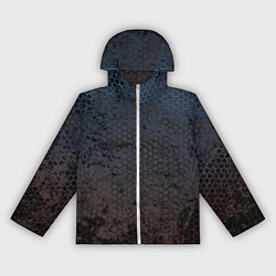 Ветровка с капюшоном женская Грязный блестящий гексаэдр патттерн, цвет: 3D-белый