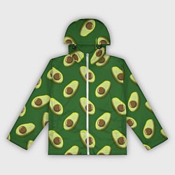 Ветровка с капюшоном женская Авокадо - паттерн, цвет: 3D-белый