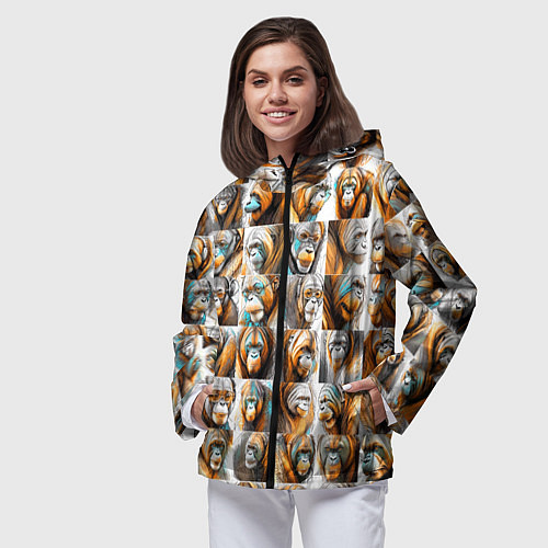 Женская ветровка Орангутаны / 3D-Черный – фото 3