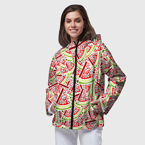 Женская ветровка Абстракция арбуз / 3D-Черный – фото 3