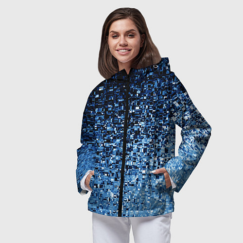 Женская ветровка Геометрическое множество синих кубов / 3D-Черный – фото 3