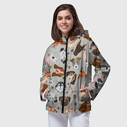 Ветровка с капюшоном женская Dog pattern color, цвет: 3D-черный — фото 2