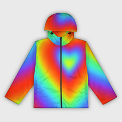 Ветровка с капюшоном женская Сердце - радужный градиент, цвет: 3D-черный