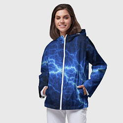 Ветровка с капюшоном женская Разряд электричества, цвет: 3D-белый — фото 2