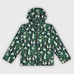 Ветровка с капюшоном женская Сочная текстура из подснежников, цвет: 3D-черный