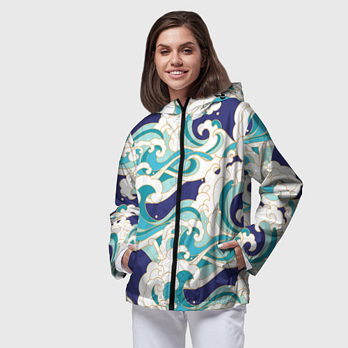 Женская ветровка Волны - паттерн - мода / 3D-Черный – фото 3