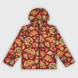 Женская ветровка Кусочки пиццы ассорти - акварельный паттерн