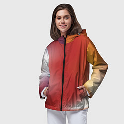 Ветровка с капюшоном женская Градиент красный, цвет: 3D-черный — фото 2