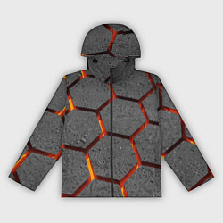 Ветровка с капюшоном женская Металлические плиты и лава, цвет: 3D-черный