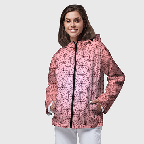 Женская ветровка Нэдзуко Камадо узор кимоно / 3D-Черный – фото 3