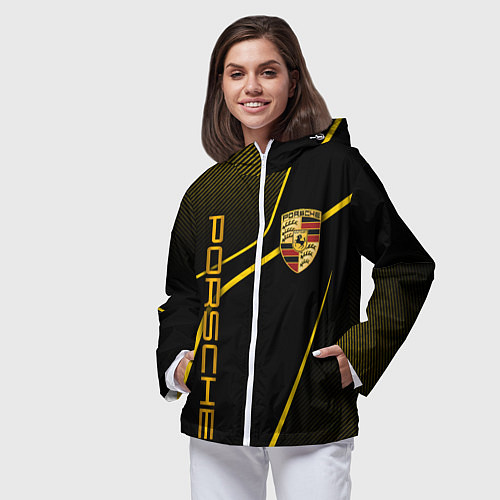Женская ветровка Porsche - Gold line / 3D-Белый – фото 3