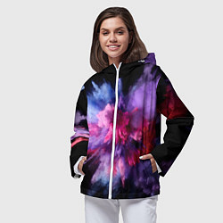 Ветровка с капюшоном женская Фиолетовый с белым паттерн, цвет: 3D-белый — фото 2