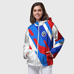 Ветровка с капюшоном женская Bmw - perfomance colors, цвет: 3D-белый — фото 2