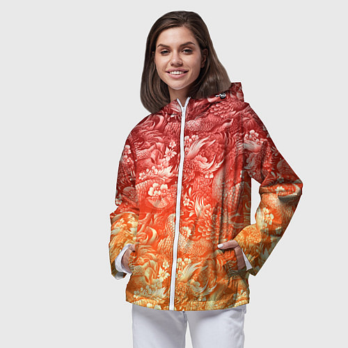 Женская ветровка Огненная татуировка с элементами дракона / 3D-Белый – фото 3