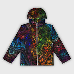 Ветровка с капюшоном женская Разноцветные английские буквы, цвет: 3D-белый